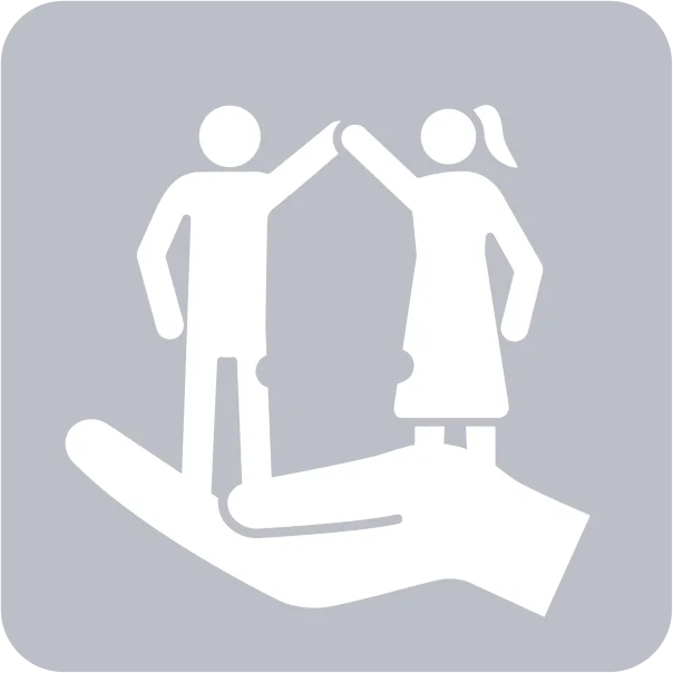 spousal support icon of a hand hold a male and female figure