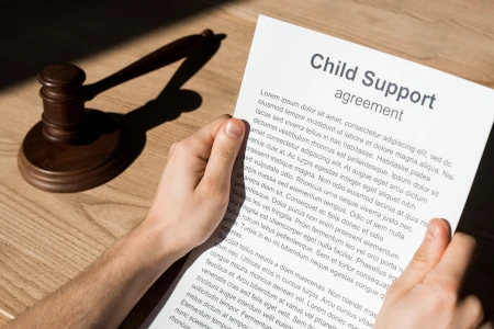 Prospective and Retroactive Child Support - cropped view of man holding document with child support printed on the sheet of paper